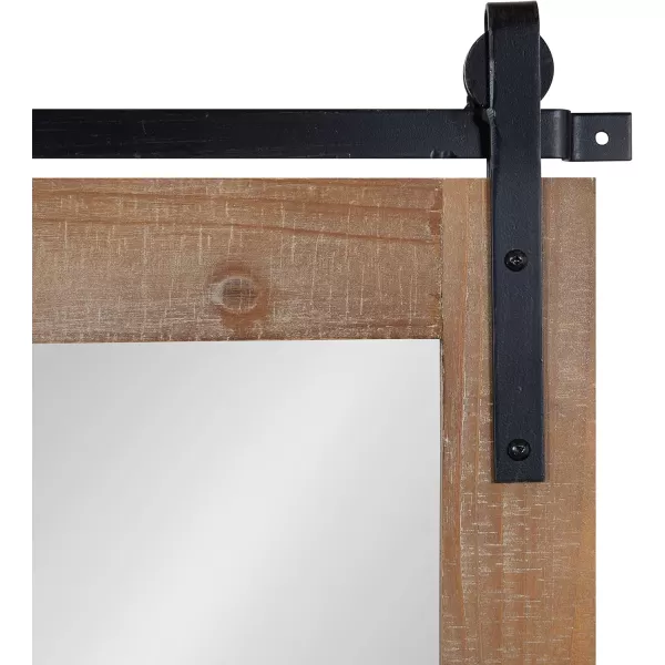 Kate and Laurel Cates Farmhouse Horizontal Pub Mirror with Shelf and Hooks 42 x 27 White Decorative Coastal Wall Mirror with Rustic Functional StorageRustic Brown