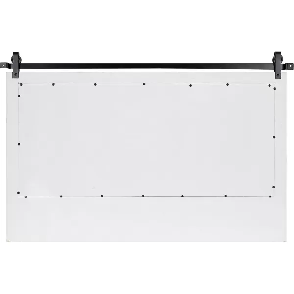 Kate and Laurel Cates Farmhouse Horizontal Pub Mirror with Shelf and Hooks 42 x 27 White Decorative Coastal Wall Mirror with Rustic Functional StorageWhite