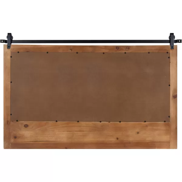Kate and Laurel Cates Farmhouse Horizontal Pub Mirror with Shelf and Hooks 42 x 27 White Decorative Coastal Wall Mirror with Rustic Functional StorageRustic Brown