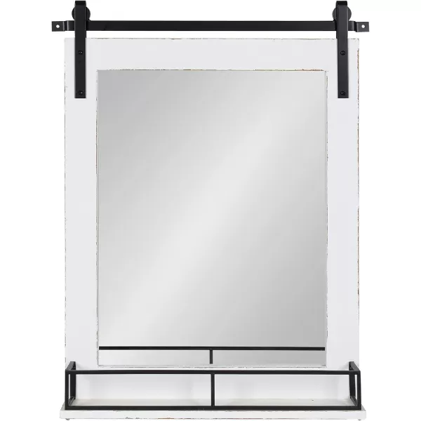 Kate and Laurel Cates Farmhouse Vertical Mirror with Shelf 24 x 31 Rustic Brown Decorative Rustic Wall Mirror with Functional Shelf for Storage and DisplayWhite