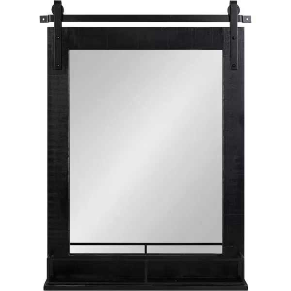 Kate and Laurel Cates Farmhouse Vertical Mirror with Shelf 24 x 31 Rustic Brown Decorative Rustic Wall Mirror with Functional Shelf for Storage and DisplayBlack