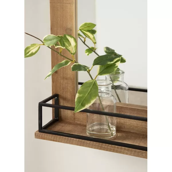 Kate and Laurel Cates Farmhouse Vertical Mirror with Shelf 24 x 31 Rustic Brown Decorative Rustic Wall Mirror with Functional Shelf for Storage and DisplayRustic Brown