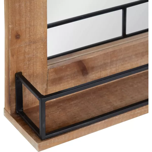 Kate and Laurel Cates Farmhouse Vertical Mirror with Shelf 24 x 31 Rustic Brown Decorative Rustic Wall Mirror with Functional Shelf for Storage and DisplayRustic Brown