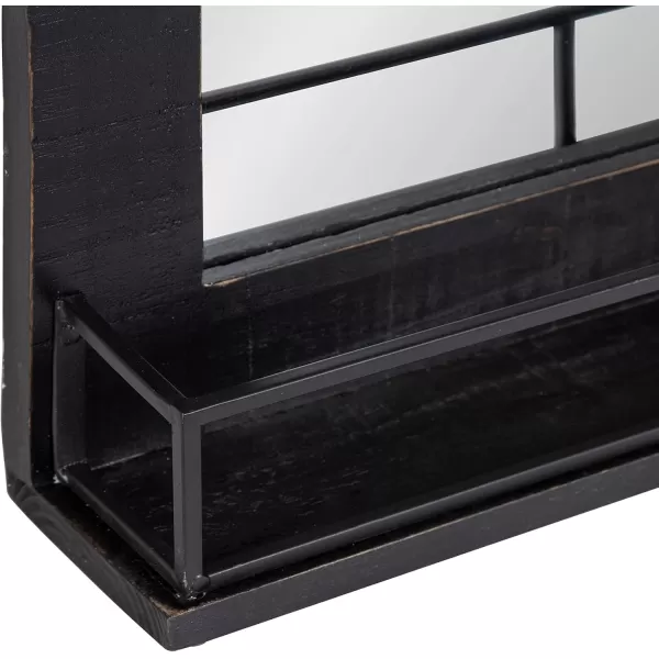 Kate and Laurel Cates Farmhouse Vertical Mirror with Shelf 24 x 31 Rustic Brown Decorative Rustic Wall Mirror with Functional Shelf for Storage and DisplayBlack