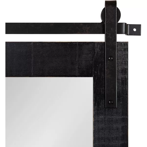 Kate and Laurel Cates Farmhouse Vertical Mirror with Shelf 24 x 31 Rustic Brown Decorative Rustic Wall Mirror with Functional Shelf for Storage and DisplayBlack