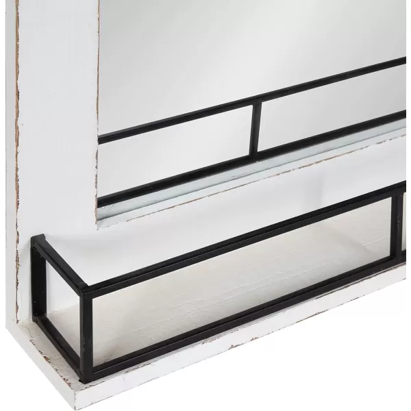 Kate and Laurel Cates Farmhouse Vertical Mirror with Shelf 24 x 31 Rustic Brown Decorative Rustic Wall Mirror with Functional Shelf for Storage and DisplayWhite