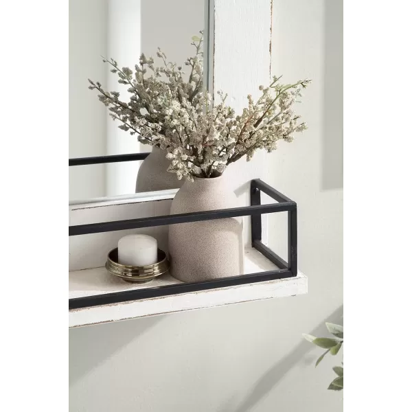 Kate and Laurel Cates Farmhouse Vertical Mirror with Shelf 24 x 31 Rustic Brown Decorative Rustic Wall Mirror with Functional Shelf for Storage and DisplayWhite