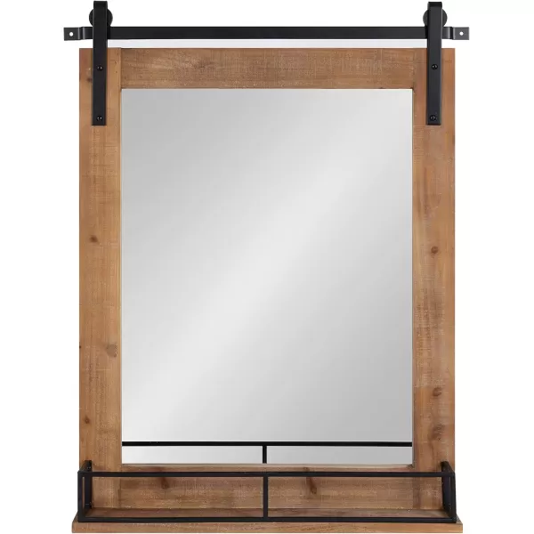 Kate and Laurel Cates Farmhouse Vertical Mirror with Shelf 24 x 31 Rustic Brown Decorative Rustic Wall Mirror with Functional Shelf for Storage and DisplayRustic Brown