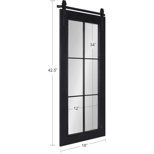 Kate and Laurel Cates Farmhouse Window Wall Mirror 22 x 37 Black Sophisticated 4Pane Panel Mirror for WallBlack