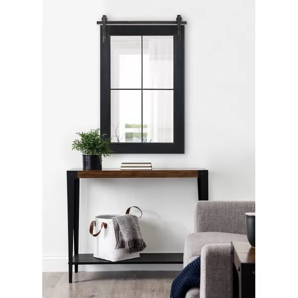 Kate and Laurel Cates Farmhouse Window Wall Mirror 22 x 37 Black Sophisticated 4Pane Panel Mirror for WallBlack