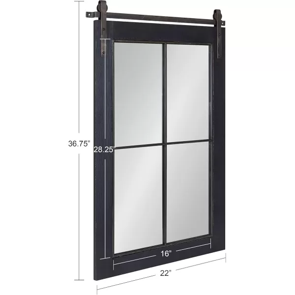 Kate and Laurel Cates Farmhouse Window Wall Mirror 22 x 37 Black Sophisticated 4Pane Panel Mirror for WallBlack
