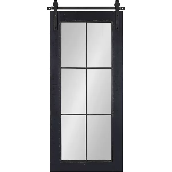 Kate and Laurel Cates Farmhouse Window Wall Mirror 22 x 37 Black Sophisticated 4Pane Panel Mirror for WallBlack