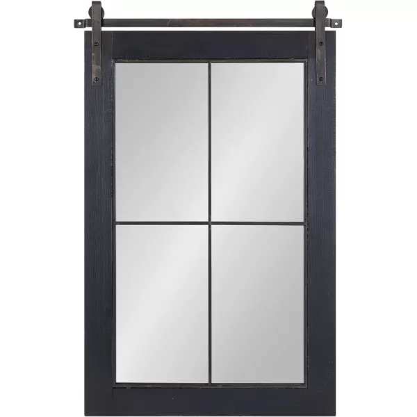 Kate and Laurel Cates Farmhouse Window Wall Mirror 22 x 37 Black Sophisticated 4Pane Panel Mirror for WallBlack