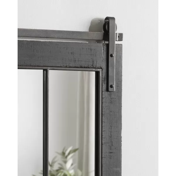 Kate and Laurel Cates Farmhouse Window Wall Mirror 22 x 37 Black Sophisticated 4Pane Panel Mirror for WallBlack