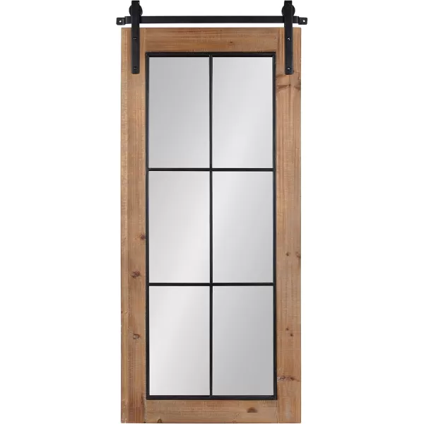 Kate and Laurel Cates Farmhouse Window Wall Mirror 22 x 37 Black Sophisticated 4Pane Panel Mirror for WallRustic Brown