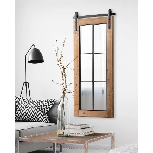 Kate and Laurel Cates Farmhouse Window Wall Mirror 22 x 37 Black Sophisticated 4Pane Panel Mirror for WallRustic Brown