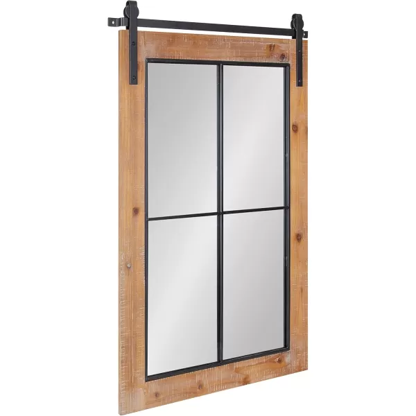 Kate and Laurel Cates Farmhouse Window Wall Mirror 22 x 37 Black Sophisticated 4Pane Panel Mirror for WallRustic Brown