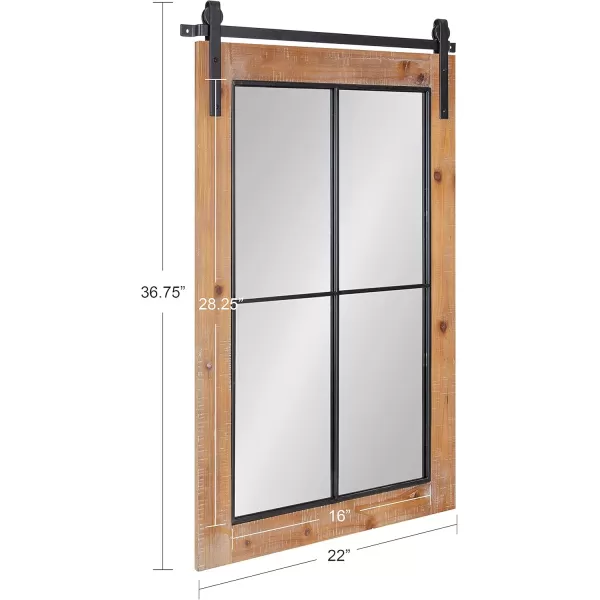 Kate and Laurel Cates Farmhouse Window Wall Mirror 22 x 37 Black Sophisticated 4Pane Panel Mirror for WallRustic Brown