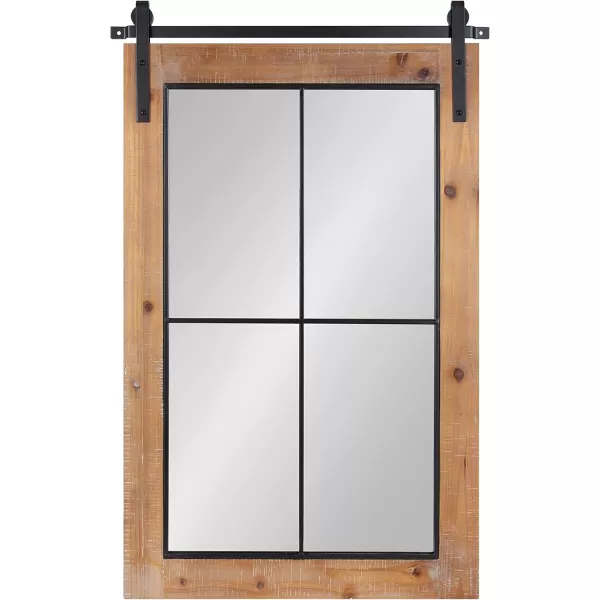 Kate and Laurel Cates Farmhouse Window Wall Mirror 22 x 37 Black Sophisticated 4Pane Panel Mirror for WallRustic Brown