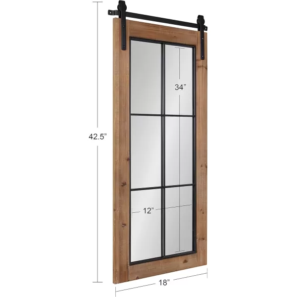 Kate and Laurel Cates Farmhouse Window Wall Mirror 22 x 37 Black Sophisticated 4Pane Panel Mirror for WallRustic Brown