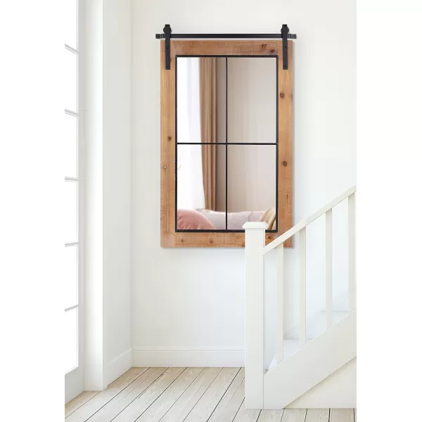 Kate and Laurel Cates Farmhouse Window Wall Mirror 22 x 37 Black Sophisticated 4Pane Panel Mirror for WallRustic Brown