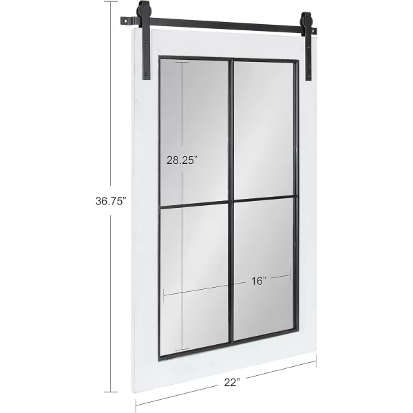 Kate and Laurel Cates Farmhouse Window Wall Mirror 22 x 37 Black Sophisticated 4Pane Panel Mirror for WallWhite