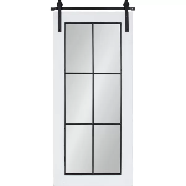 Kate and Laurel Cates Farmhouse Window Wall Mirror 22 x 37 Black Sophisticated 4Pane Panel Mirror for WallWhite