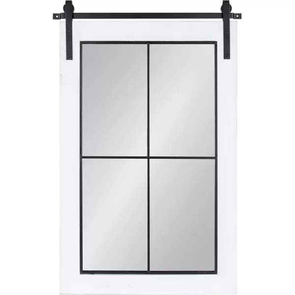 Kate and Laurel Cates Farmhouse Window Wall Mirror 22 x 37 Black Sophisticated 4Pane Panel Mirror for WallWhite