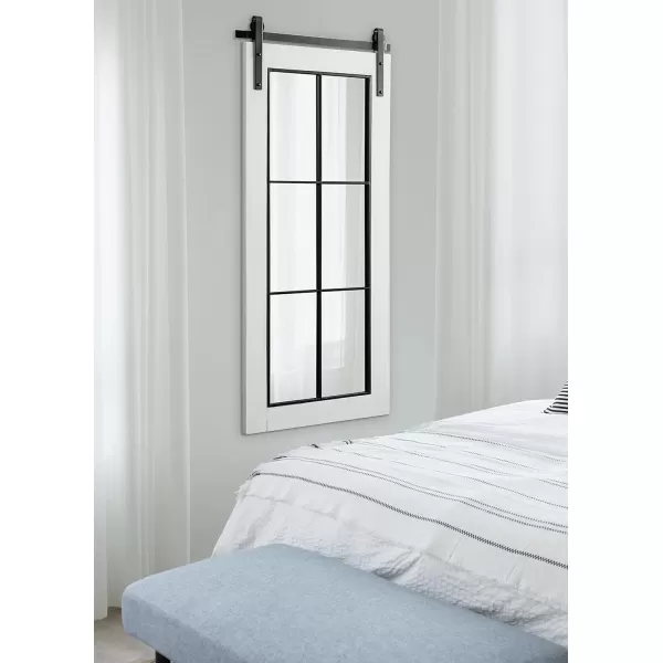 Kate and Laurel Cates Farmhouse Window Wall Mirror 22 x 37 Black Sophisticated 4Pane Panel Mirror for WallWhite