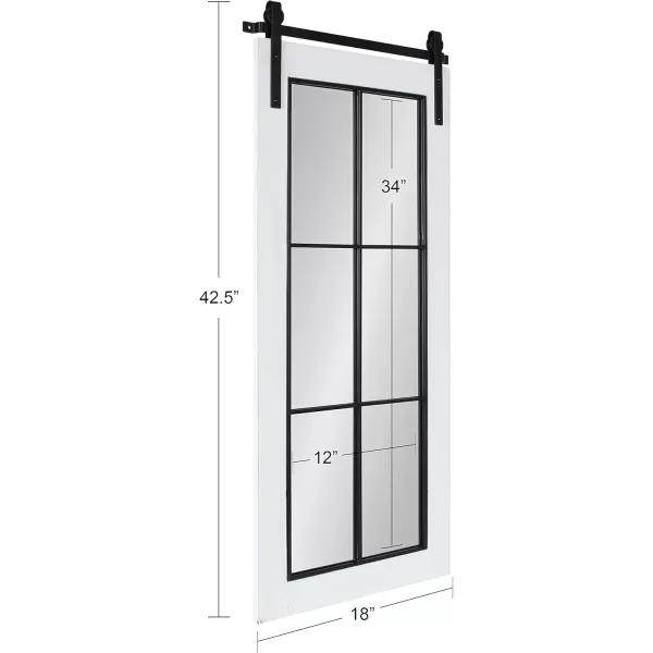 Kate and Laurel Cates Farmhouse Window Wall Mirror 22 x 37 Black Sophisticated 4Pane Panel Mirror for WallWhite