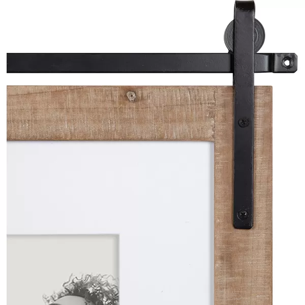 Kate and Laurel Cates Farmhouse Wooden Collage Picture Frame 21x26 Matted to 4 5x7 Rustic Natural Brown Photograph Frame Fitting Four 5x7 Images with Barn DoorInspired Design