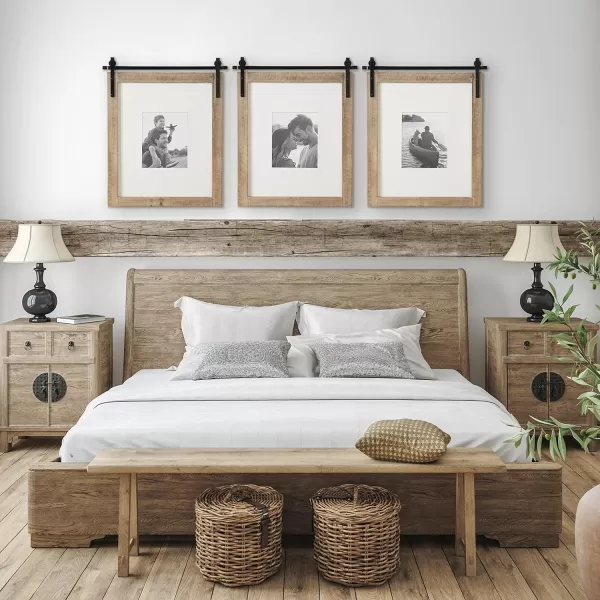 Kate and Laurel Cates Farmhouse Wooden Picture Frame 21x26 Matted to 1 8x10 Rustic Natural Brown Photograph Frame Fitting One 8x10 Image with Barn DoorInspired Design