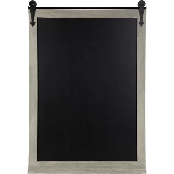 Kate and Laurel Cates Modern Farmhouse Barn Door Wood Framed Chalkboard Rustic BrownGray
