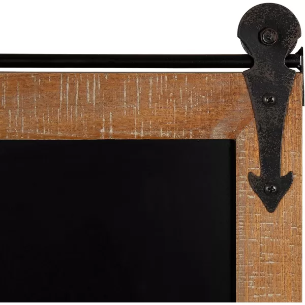 Kate and Laurel Cates Modern Farmhouse Barn Door Wood Framed Chalkboard Rustic BrownRustic Brown