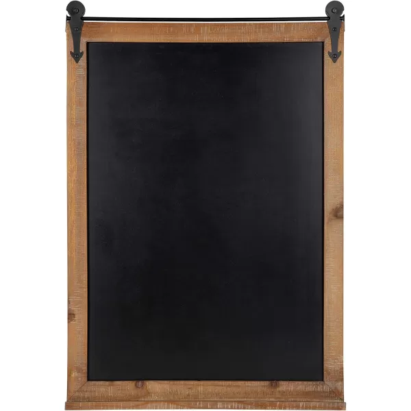 Kate and Laurel Cates Modern Farmhouse Barn Door Wood Framed Chalkboard Rustic BrownRustic Brown