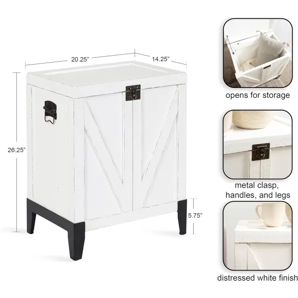 Kate and Laurel Cates Rustic Farmhouse Side Table with Trunk Storage for Living Room Home Decor 21x27x15 White