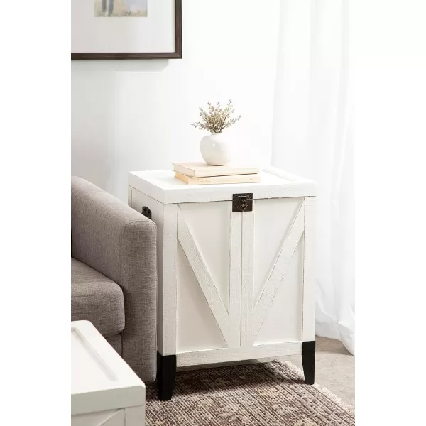 Kate and Laurel Cates Rustic Farmhouse Side Table with Trunk Storage for Living Room Home Decor 21x27x15 White