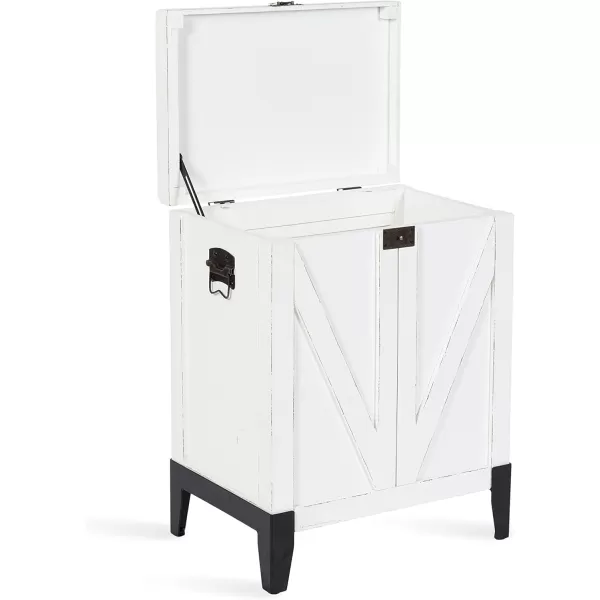 Kate and Laurel Cates Rustic Farmhouse Side Table with Trunk Storage for Living Room Home Decor 21x27x15 White