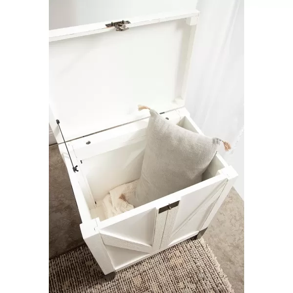 Kate and Laurel Cates Rustic Farmhouse Side Table with Trunk Storage for Living Room Home Decor 21x27x15 White