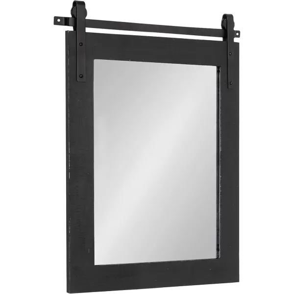 Kate and Laurel Cates Rustic Wall Mirror 22quot x 30quot Coastal White Farmhouse Barn DoorInspired Wall DecorBlack