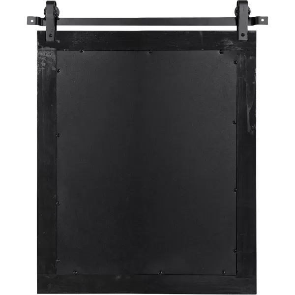Kate and Laurel Cates Rustic Wall Mirror 22quot x 30quot Coastal White Farmhouse Barn DoorInspired Wall DecorBlack