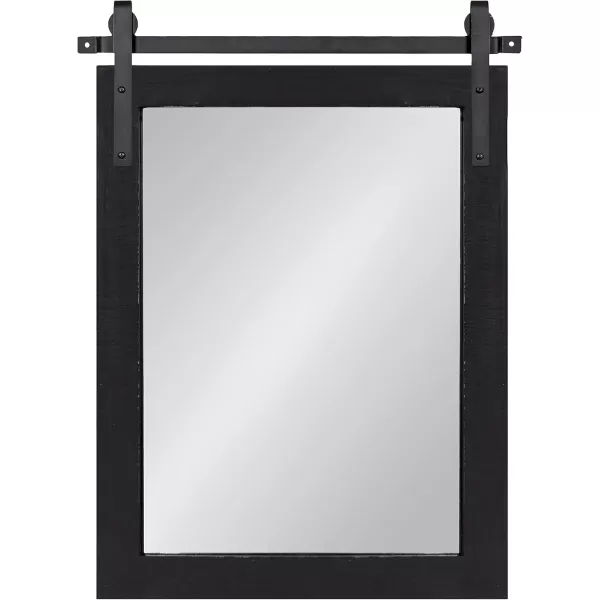 Kate and Laurel Cates Rustic Wall Mirror 22quot x 30quot Coastal White Farmhouse Barn DoorInspired Wall DecorBlack