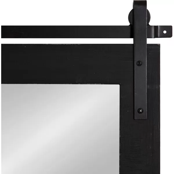 Kate and Laurel Cates Rustic Wall Mirror 22quot x 30quot Coastal White Farmhouse Barn DoorInspired Wall DecorBlack