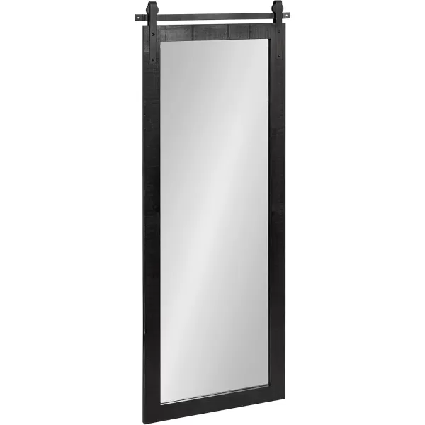 Kate and Laurel Cates Rustic Wall Mirror 22quot x 30quot Coastal White Farmhouse Barn DoorInspired Wall DecorBlack
