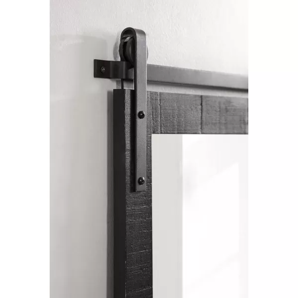 Kate and Laurel Cates Rustic Wall Mirror 22quot x 30quot Coastal White Farmhouse Barn DoorInspired Wall DecorBlack