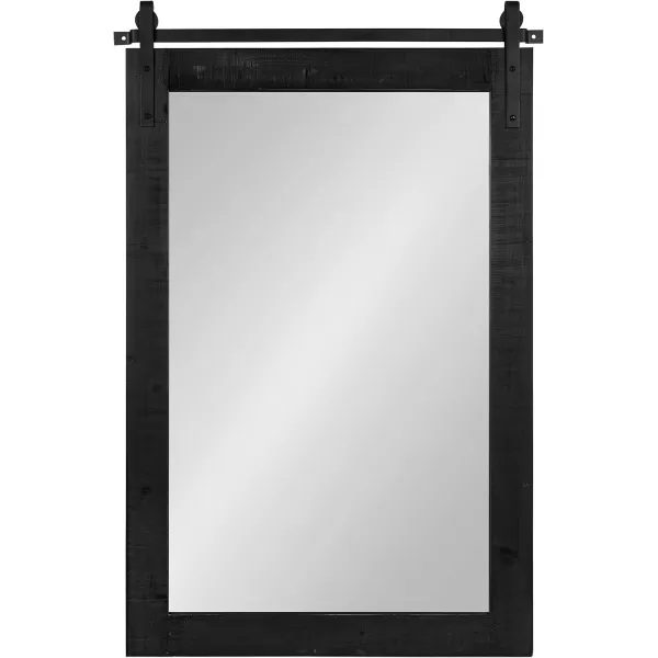 Kate and Laurel Cates Rustic Wall Mirror 22quot x 30quot Coastal White Farmhouse Barn DoorInspired Wall DecorBlack