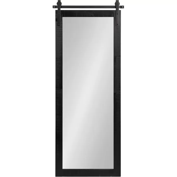 Kate and Laurel Cates Rustic Wall Mirror 22quot x 30quot Coastal White Farmhouse Barn DoorInspired Wall DecorBlack