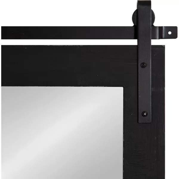 Kate and Laurel Cates Rustic Wall Mirror 22quot x 30quot Coastal White Farmhouse Barn DoorInspired Wall DecorBlack
