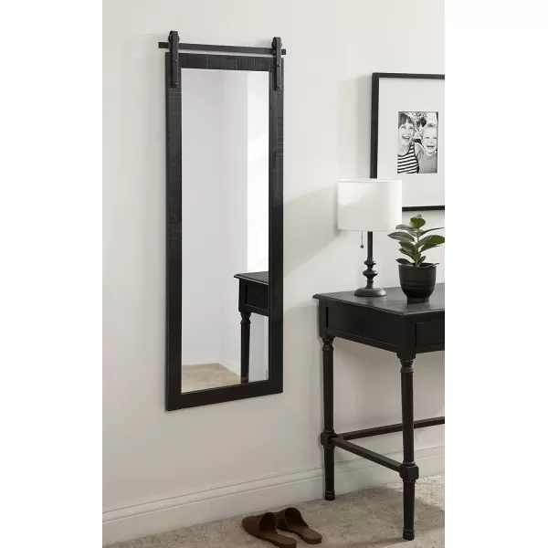 Kate and Laurel Cates Rustic Wall Mirror 22quot x 30quot Coastal White Farmhouse Barn DoorInspired Wall DecorBlack