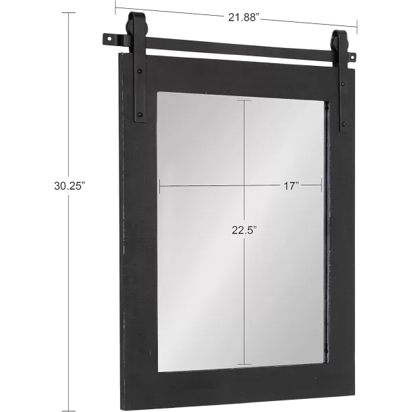 Kate and Laurel Cates Rustic Wall Mirror 22quot x 30quot Coastal White Farmhouse Barn DoorInspired Wall DecorBlack
